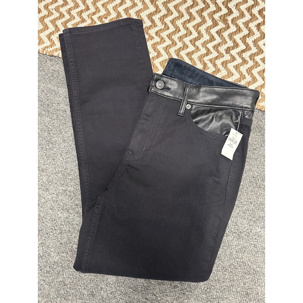 Gap Denim Womens Size 10 Vintage Slim Mid Rise Jeans Black Leather Trim NWT